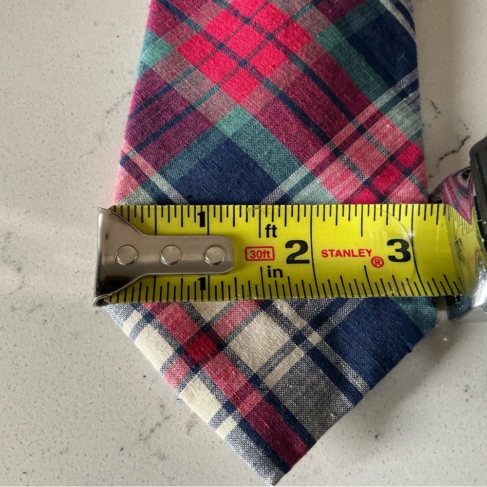 Vintage Guy Laroche Cravate cotton tartan madras neck tie made in USA - Picture 7 of 7
